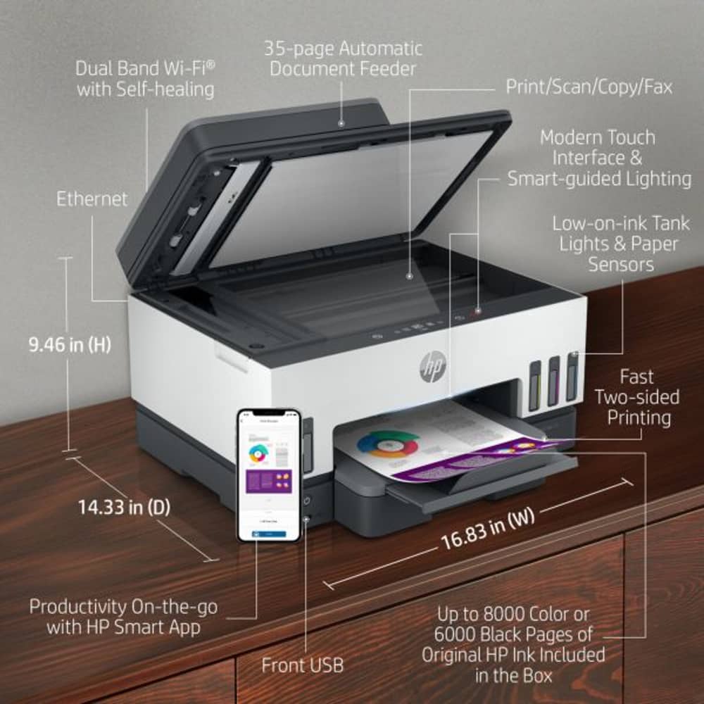 HP Smart Tank 795 three inch touchscreen and smart guided controls
