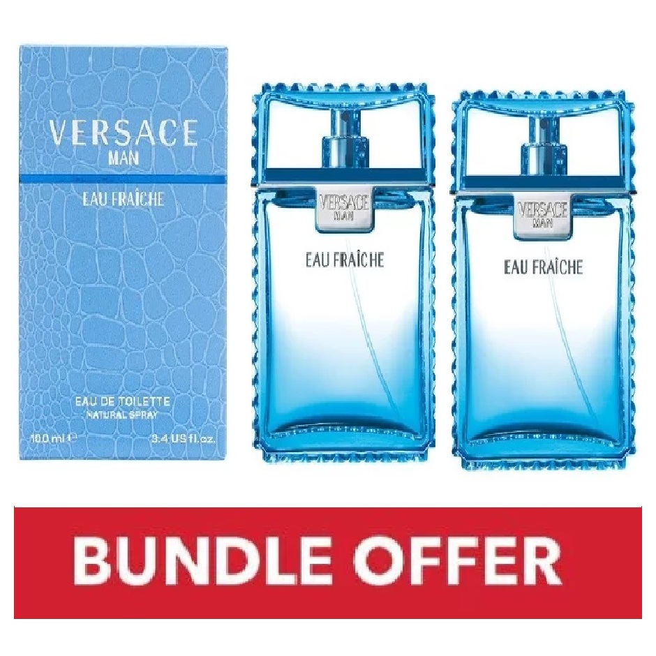 Versace Eau Fraiche Eau De Toilette For Men 100ml Pack of 2 - Bundle Offer