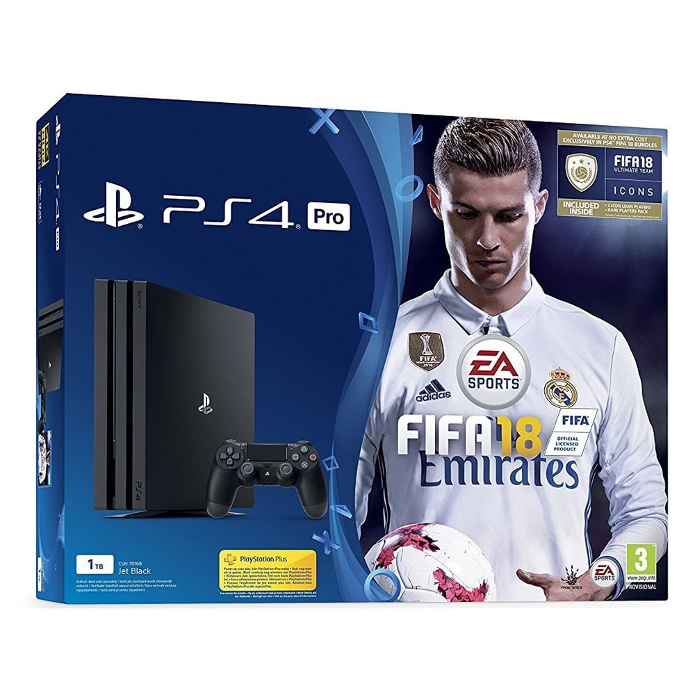 Sony PlayStation 4 Pro Console 1TB Black - Middle East Version + FIFA18 Game