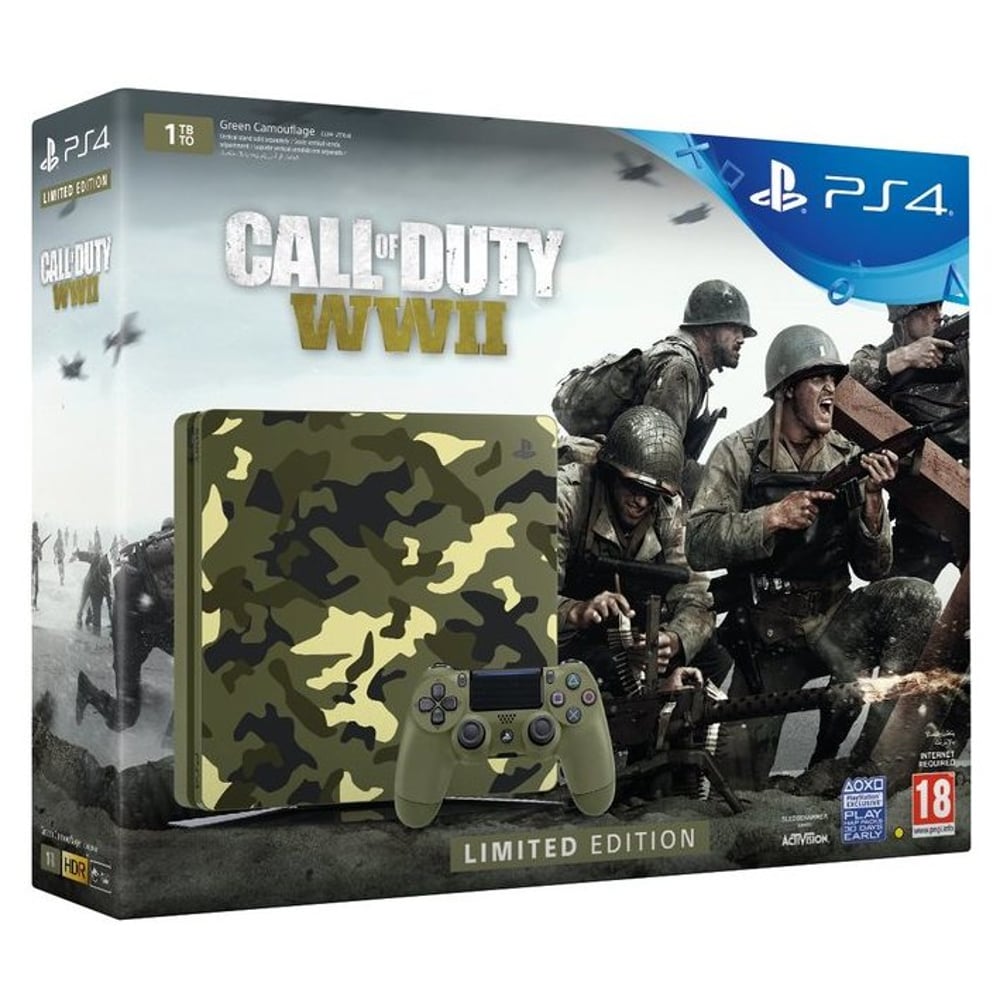 Sony PlayStation 4 Slim Console 1TB Camouflage - Middle East Version with Call Of Duty WWII Limited Edition Game