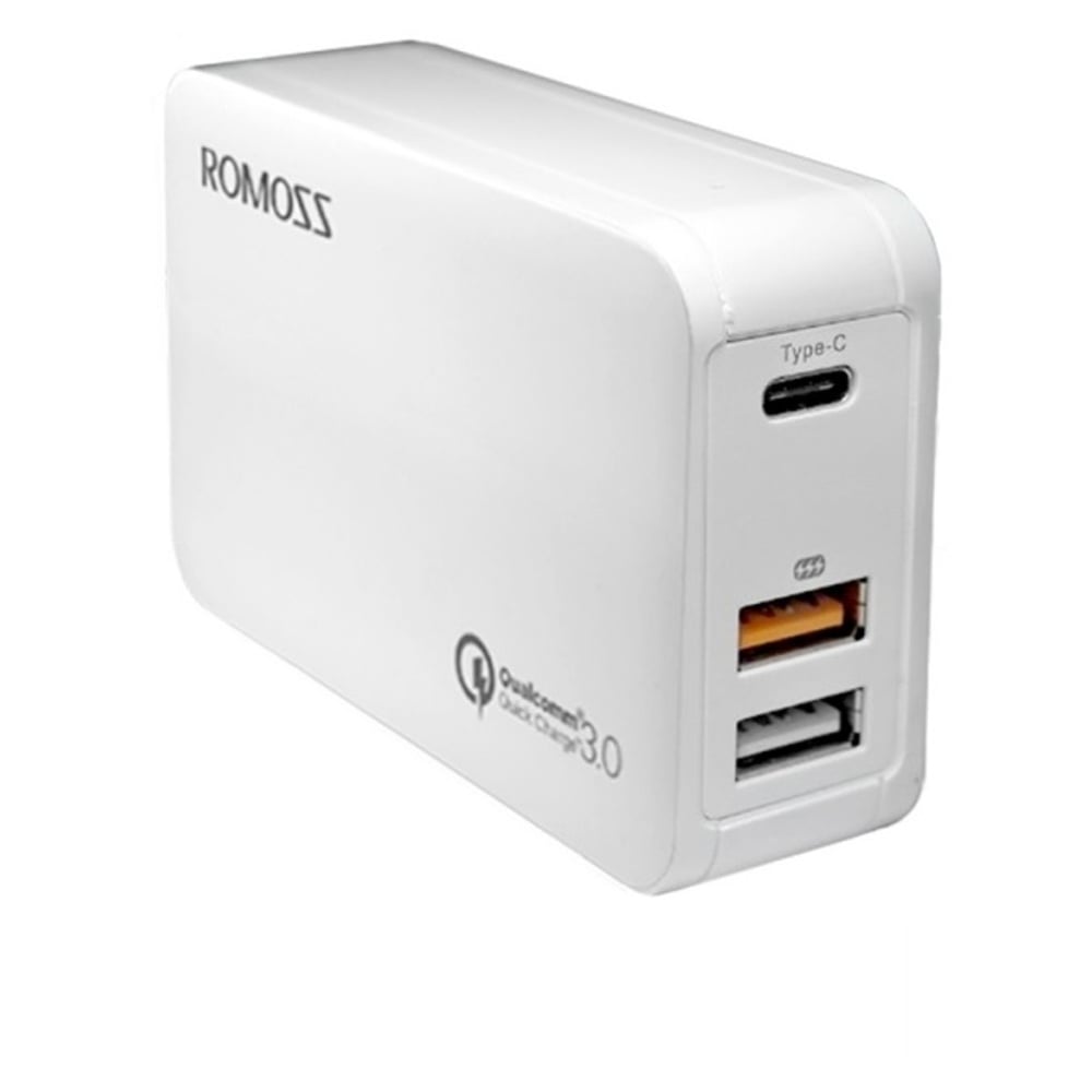 Romoss Dual Port USB With Type C Charger White