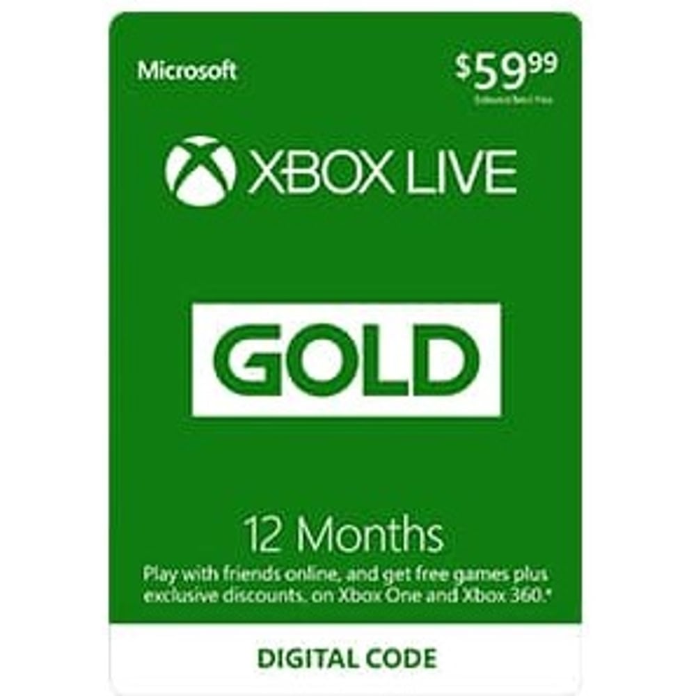 Microsoft Xbox Live 12 Months Gold Card Membership Online Product Key License