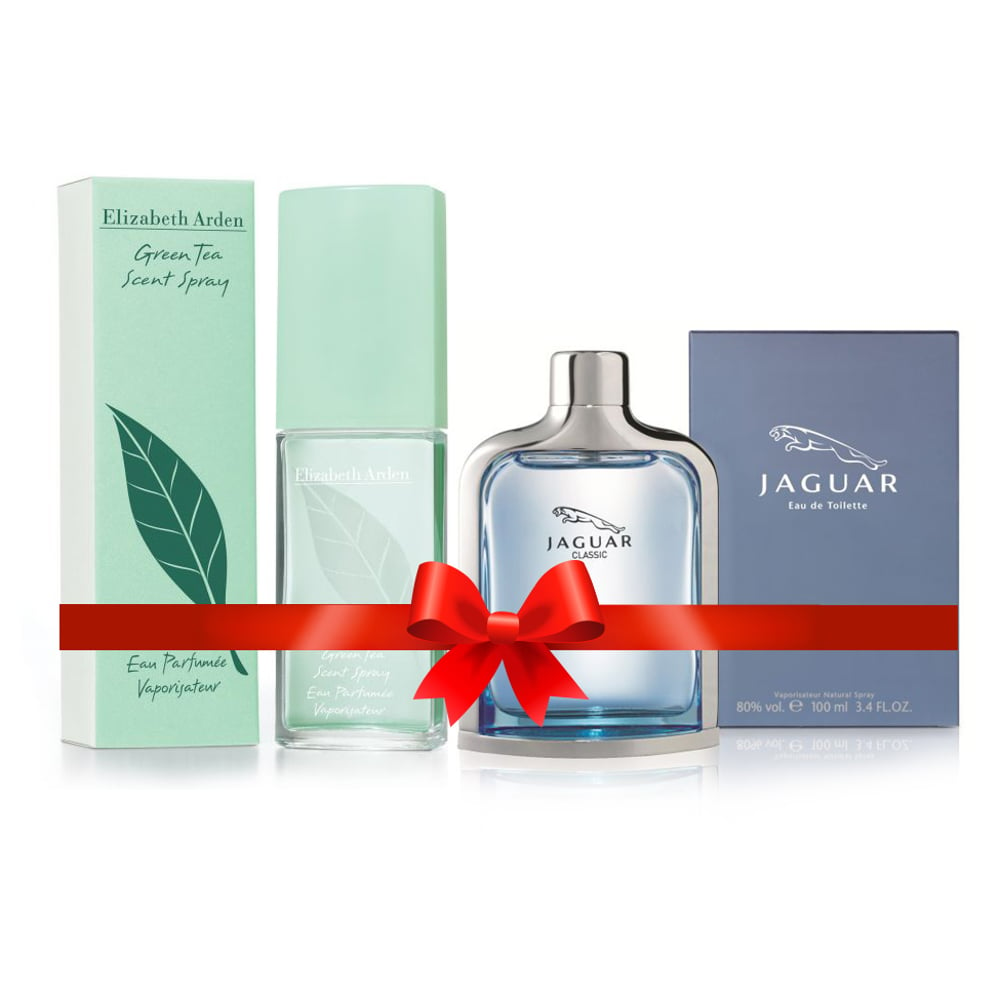 Elizabeth Arden Green Tea Perfume For Women 100ml Eau de Toilette + Jaguar Blue Perfume For Men 100ml Eau de Toilette
