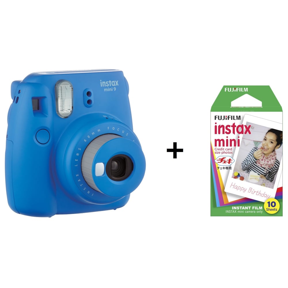 Fujifilm Instax Mini 9 Instant Film Camera Cobalt Blue + 10 Sheets