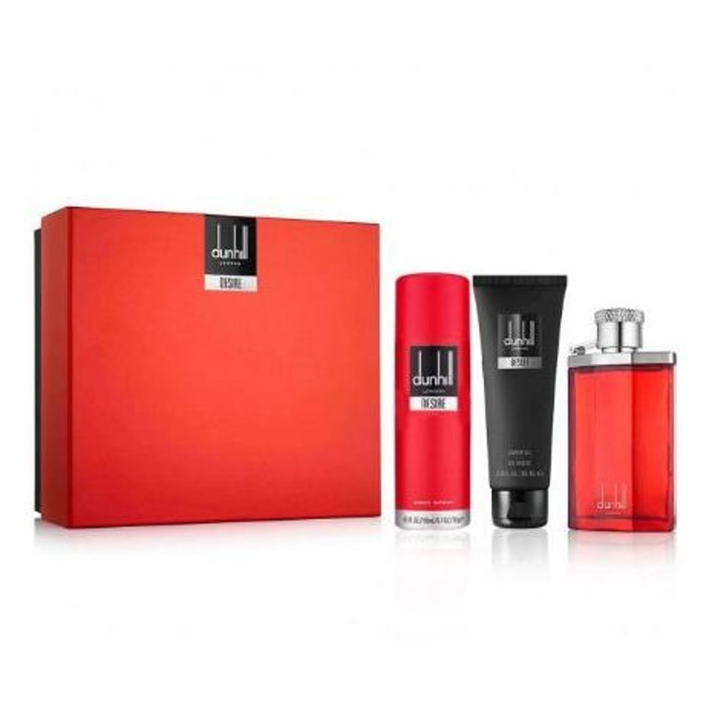 Dunhill Desire Red Gift Set For Men (Dunhill Desire Red 100ml EDT + Shower Gel 90ml + Body Spray 195ml)