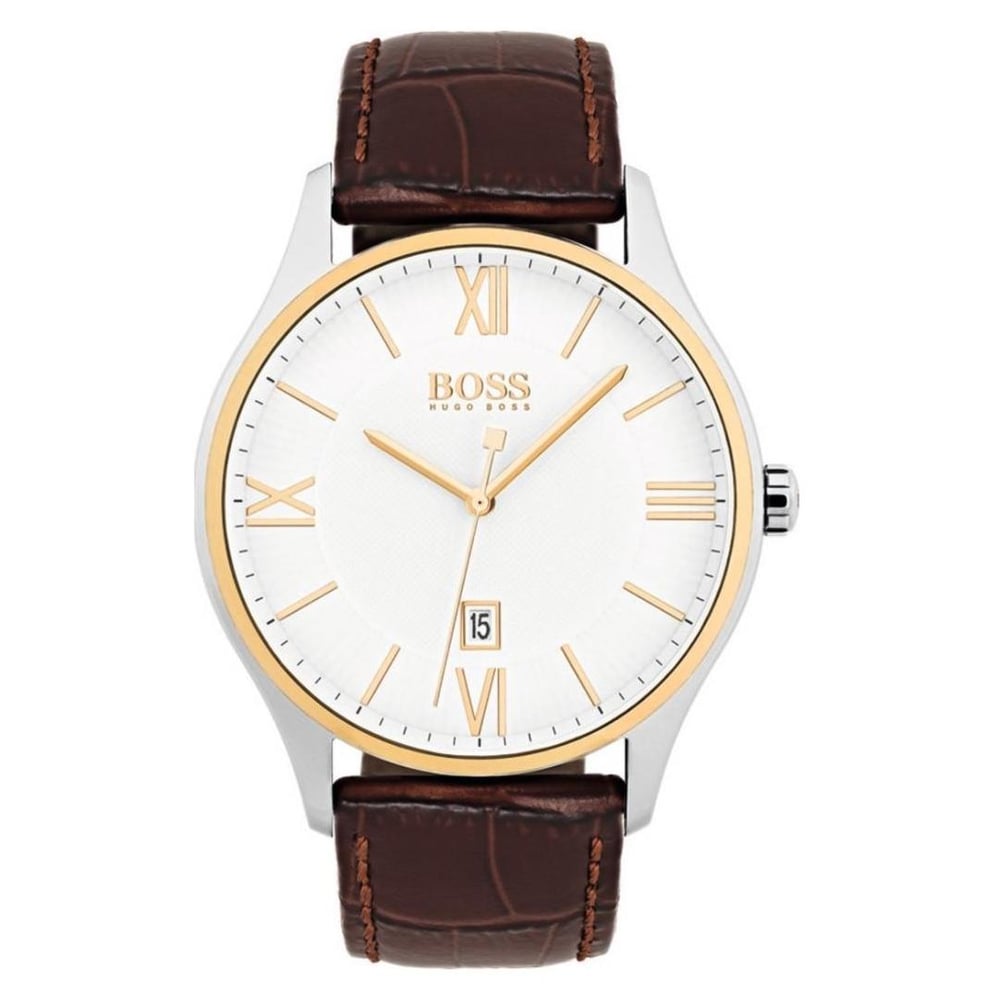 Hugo Boss Governor Watch For Men with Brown Leather Strap