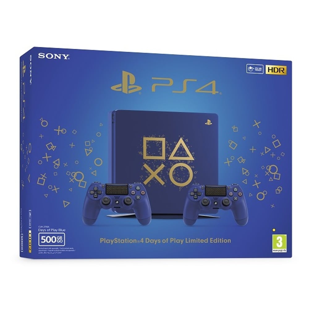 Sony PlayStation 4 Slim Console 500GB Days of Play Limited Edition Blue - Middle East Version + DualShock 4 Controller Blue