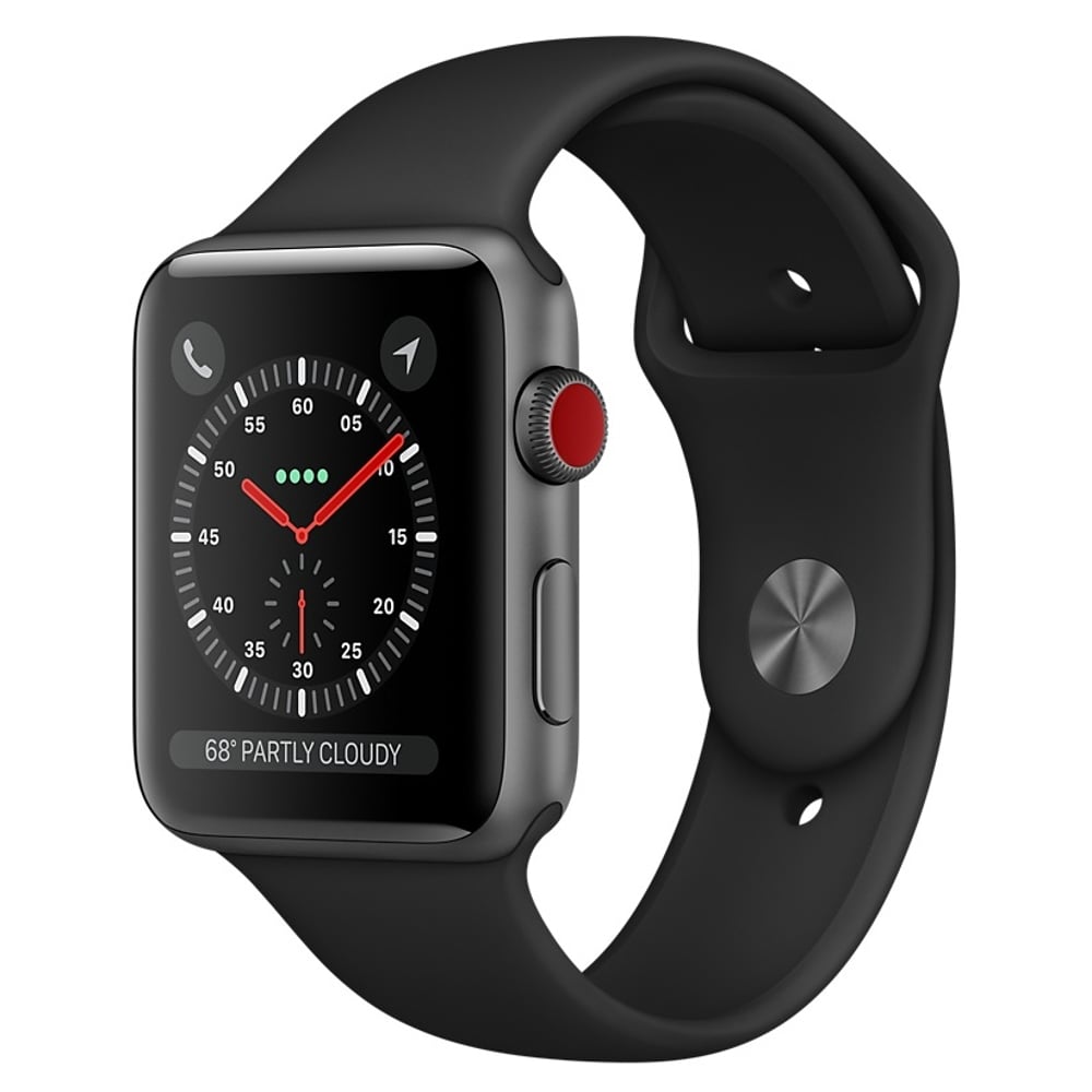 Apple Watch Series 3 GPS + Cellular 42mm Space Grey Aluminium Case with Black Sport Band - Middle East Version