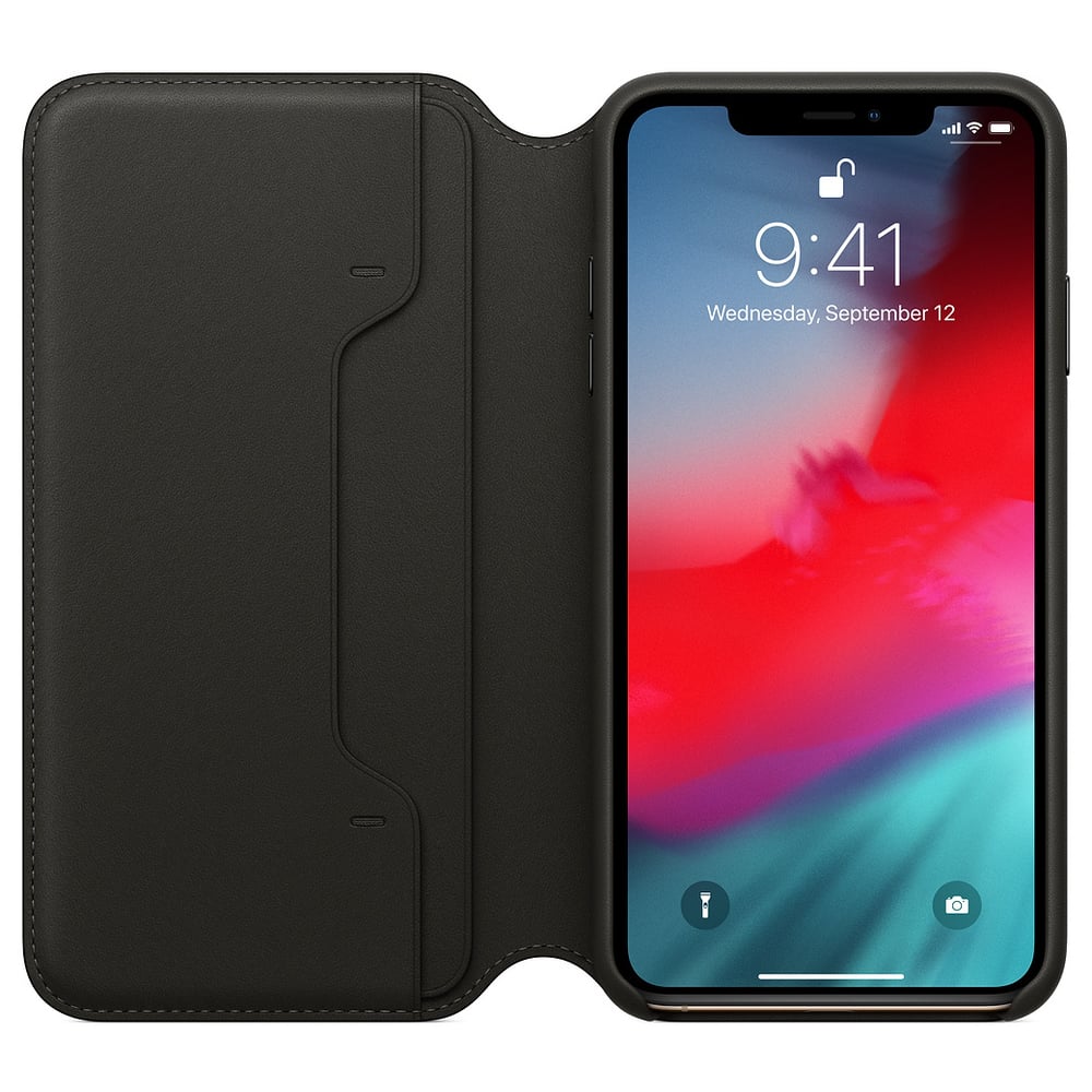 Apple Leather Folio Case Black For iPhone XS Max