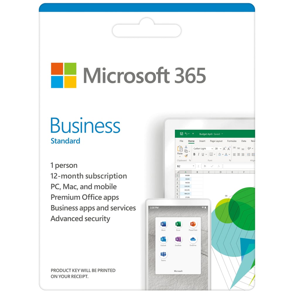 Microsoft Office 365 Business Standard 1 User, 1 PC or Mac Product Key License (5 PC/Mac+ 5 Tablets + 5 Mobile Devices For 1 Person