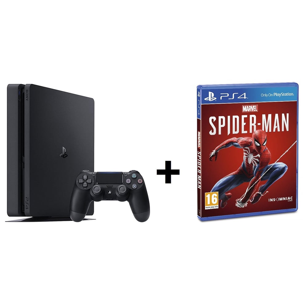 Sony PlayStation 4 Slim Gaming Console 500GB Black + Spider-Man Game