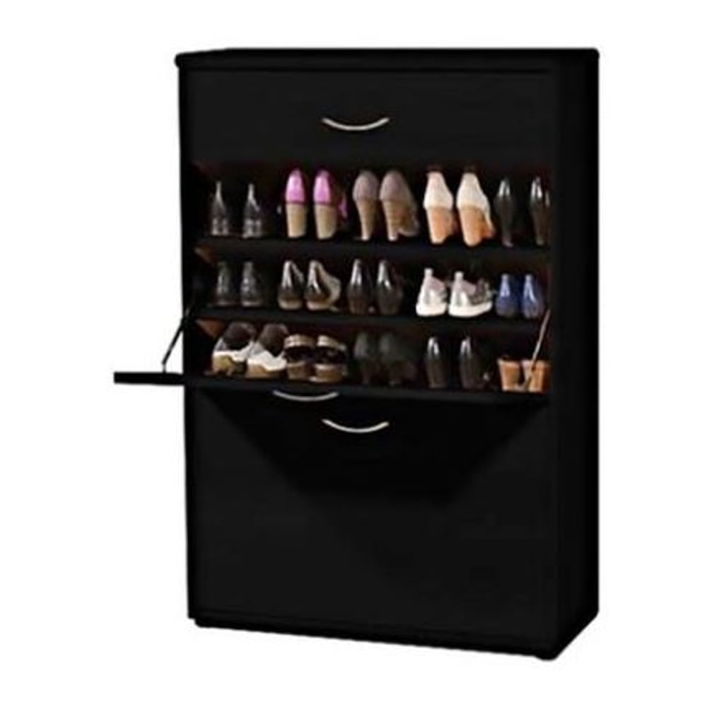 Two-Door Big Foot Shoe Cabinet in Black Color
