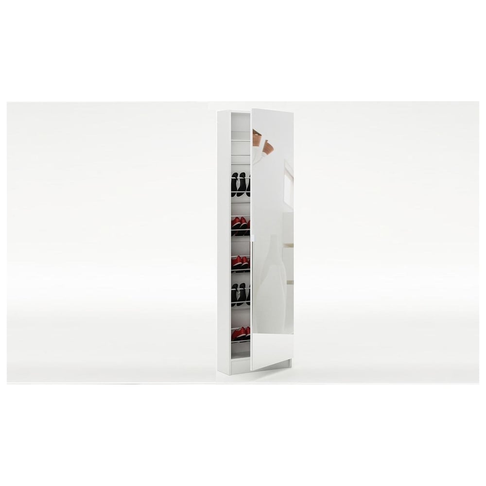 Aimee Mirrored Shoe Cabinet Choice of Colour (White)