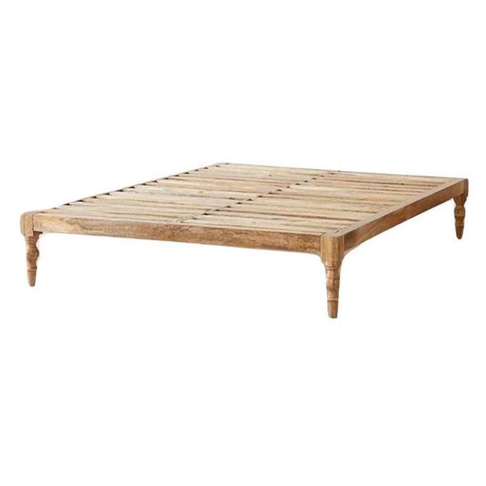 Classic Solid Wood Queen Bed with Mattress in Natural Beige Color