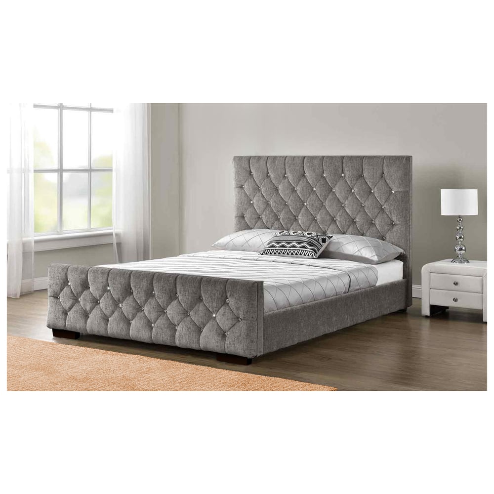 Arya Bedframe Queen Bed without Mattress Grey
