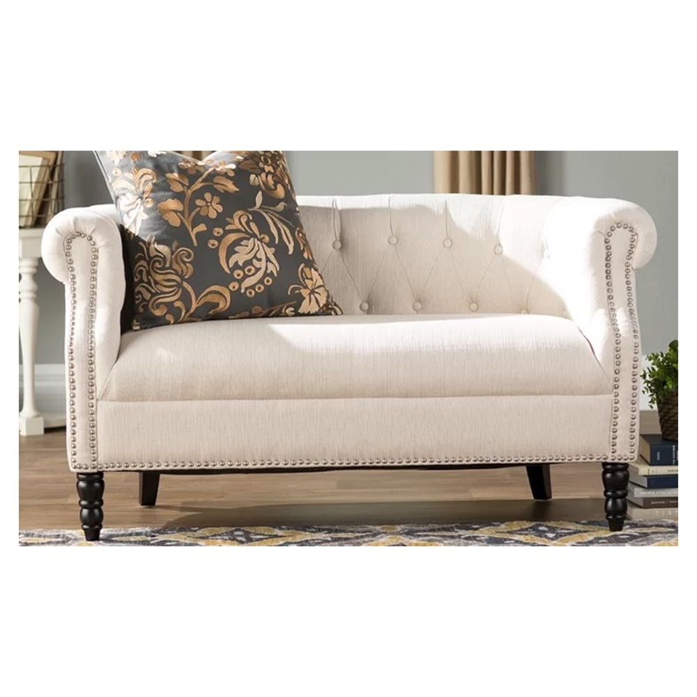 Huntingdon Chesterfield Loveseat in Ivory Color