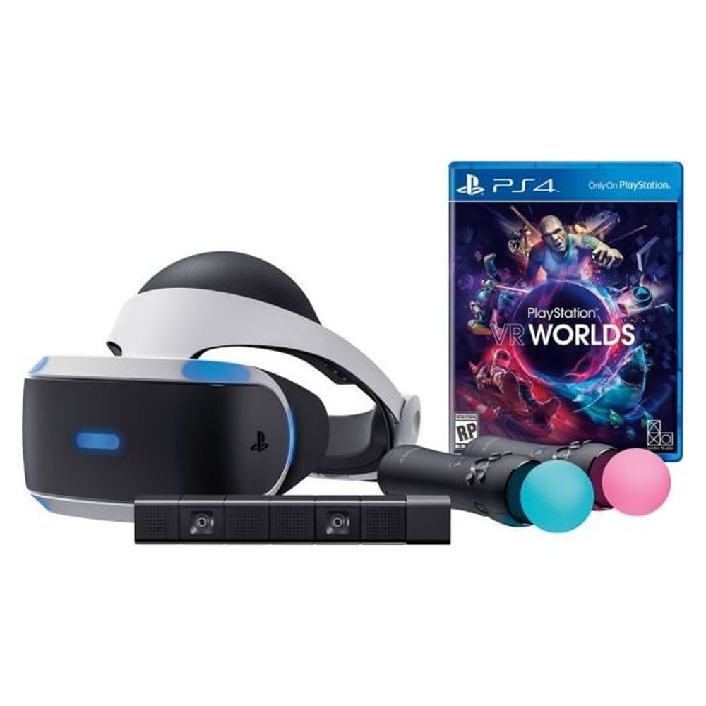 Sony PlayStation VR Headset White/Black - Middle East Version + Camera + MoveMotion Controller + 1 Game Bundle