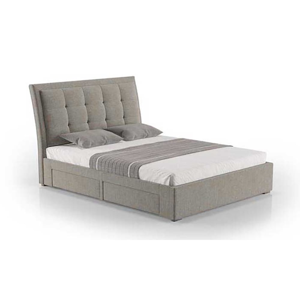 Four-Drawer Storage Bed King with Mattress Light Grey