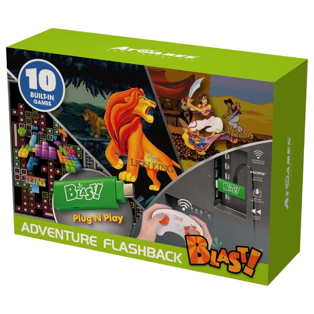 وحدة تحكم آت جيمز WD3308 Adventure Flashback Blast مع 10 ألعاب مدمجة