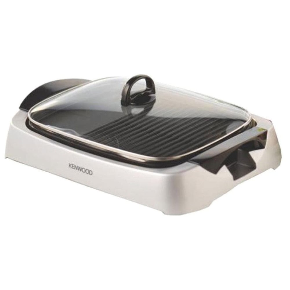 Kenwood Electric Open Flat Grill With Glass Lid Health Grill 2000 W, Silver, HG266.
