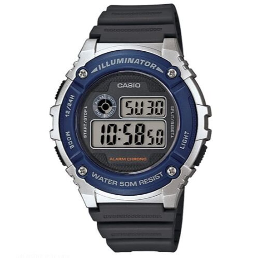 Casio Black Plastic Unisex Watch W-216H-2AVDF