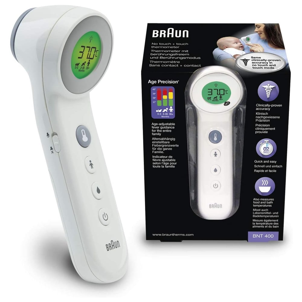 Braun 3 IN 1 No Touch Forehead Thermometer White BNT400