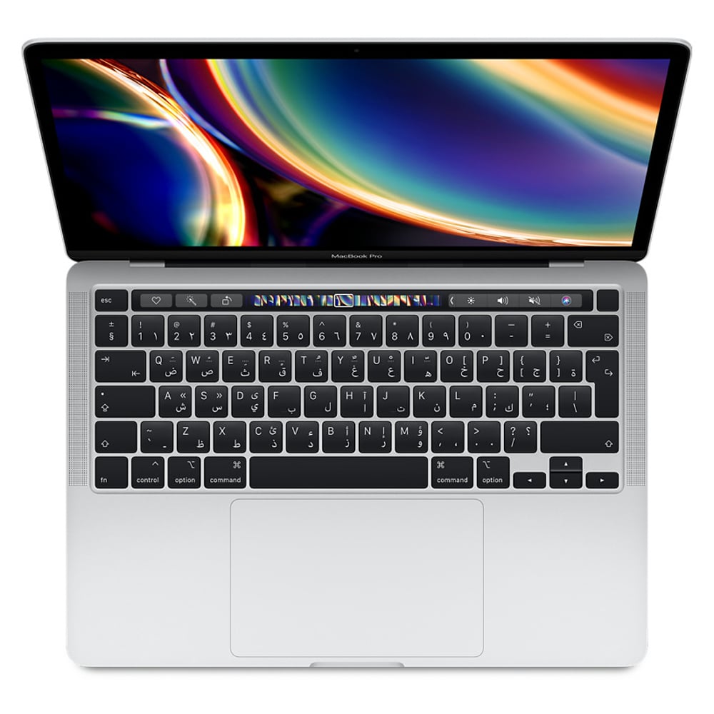 Apple MacBook Pro 13-inch with Touch Bar and Touch ID (2020) - Intel Core i5 / 8GB RAM / 512GB SSD / Shared Intel Iris Plus Graphics 645 / macOS Catalina / English & Arabic Keyboard / Silver / Middle East Version - [MXK72AB/A]
