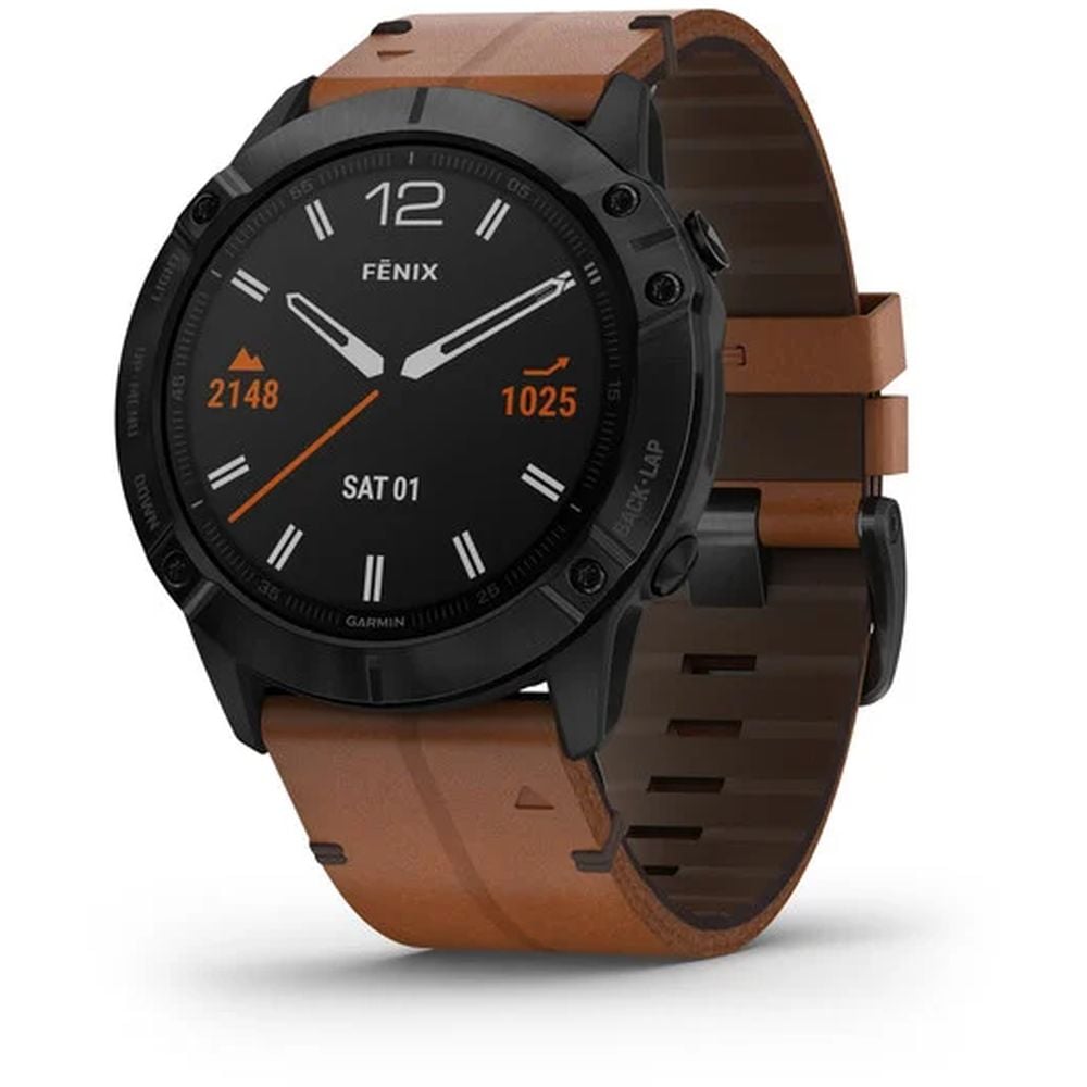 Garmin 010-02157-14 6X Fenix Sapphire Band Watch Black W/Brown Leather