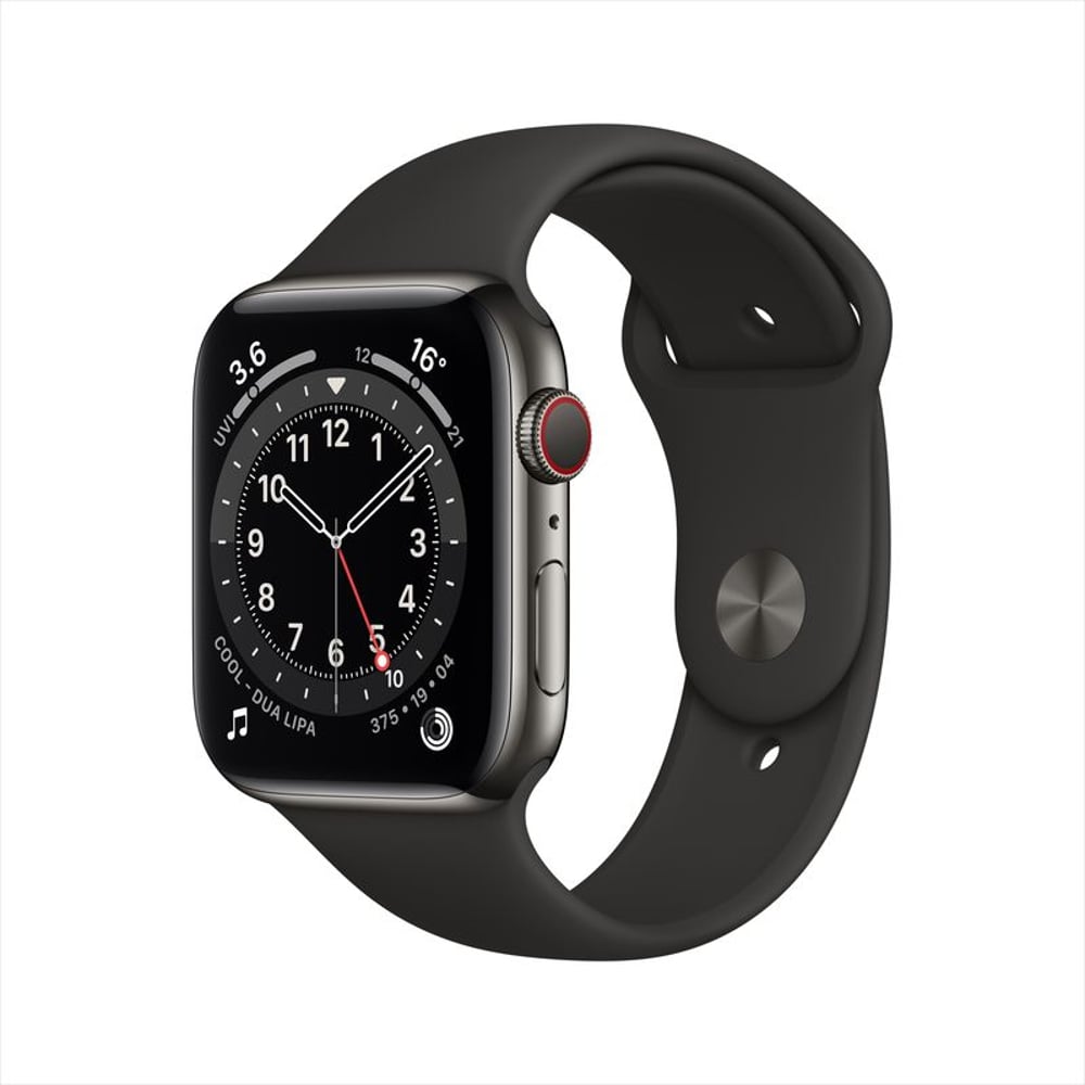 Apple Watch Series 6 GPS+Cellular 44mm Graphite Stainless Steel Case with Black Sport Band
