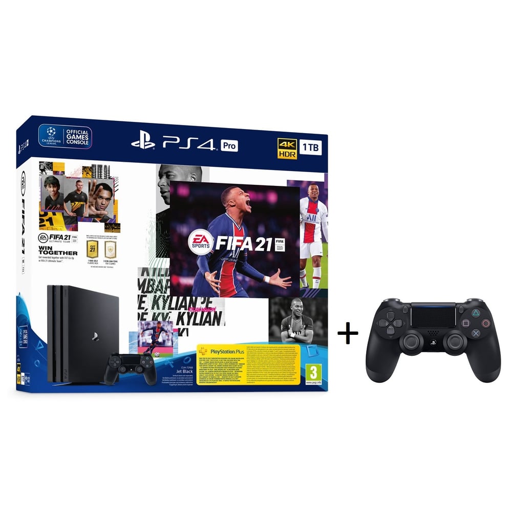 Sony PlayStation 4 Pro Console 1TB Black + FIFA21 Game English + Controller