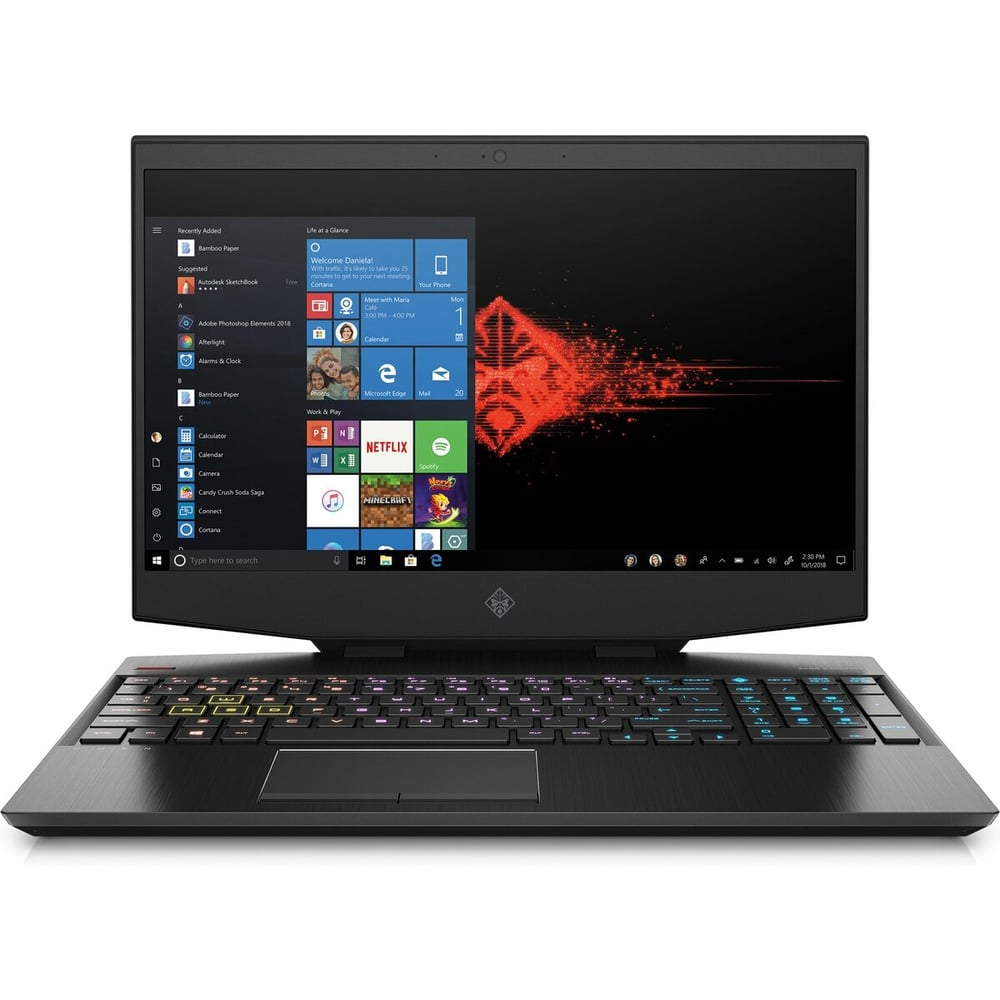 HP OMEN 15-DH0004NE Gaming Laptop - Core i7 2.6GHz 32GB 1TB+512GB 8GB 15.6inch FHD Shadow black English/Arabic Keyboard