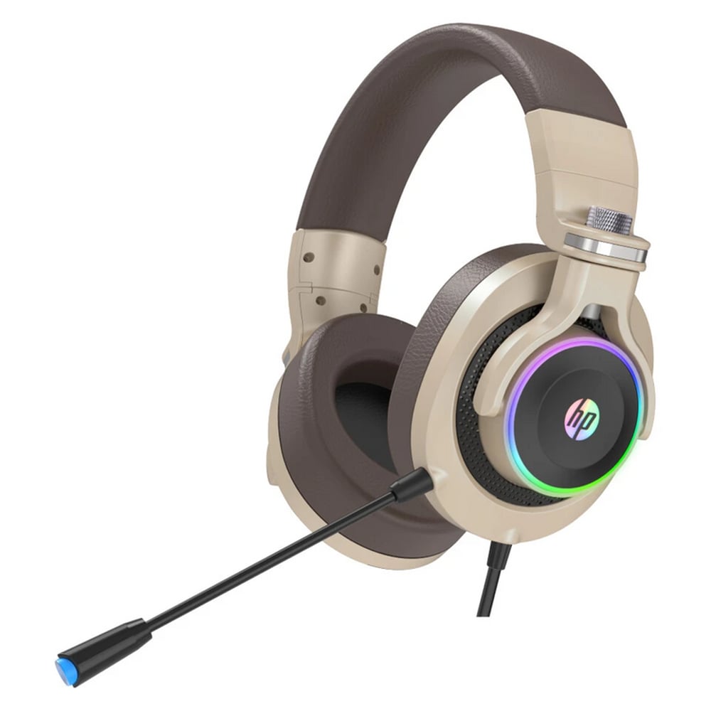 HP H500GS 7.1 Wired Stereo Gaming Headset with RGB Light ,Mic, for PC and Laptop GOLD COLOUR