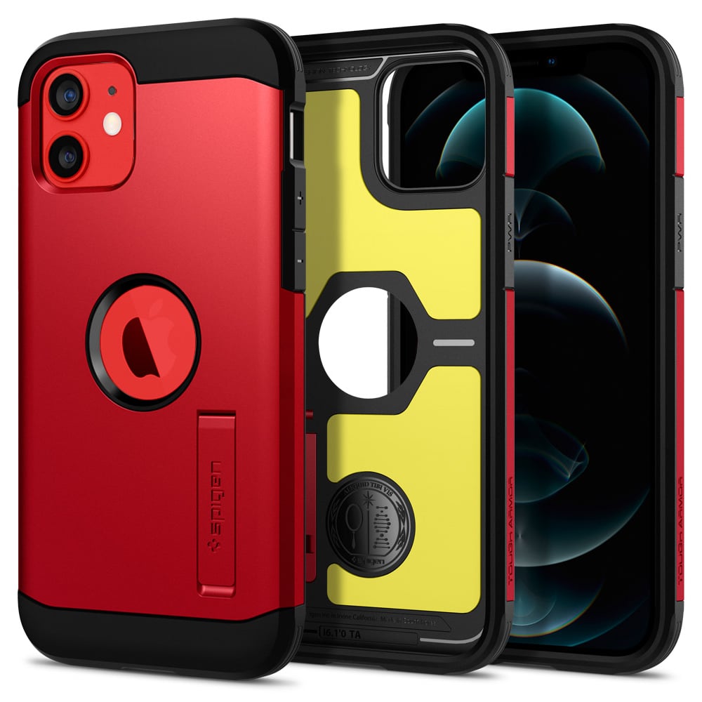 Spigen Tough Armor Designed for iPhone 12/12 Pro Case Cover (6.1inch) With Extreme Impact Foam- Red