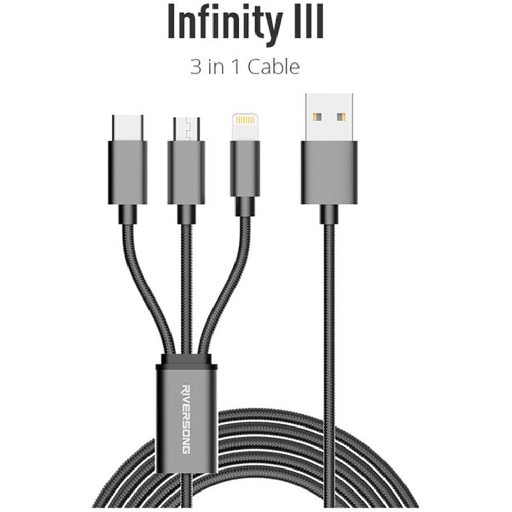 Riversong USB Multifunctional Charging Cable 1m Grey