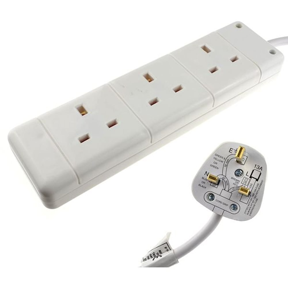 Philips SPN2932WC56 3 Way Switch 5 Meter UK Plug Extension Socket White