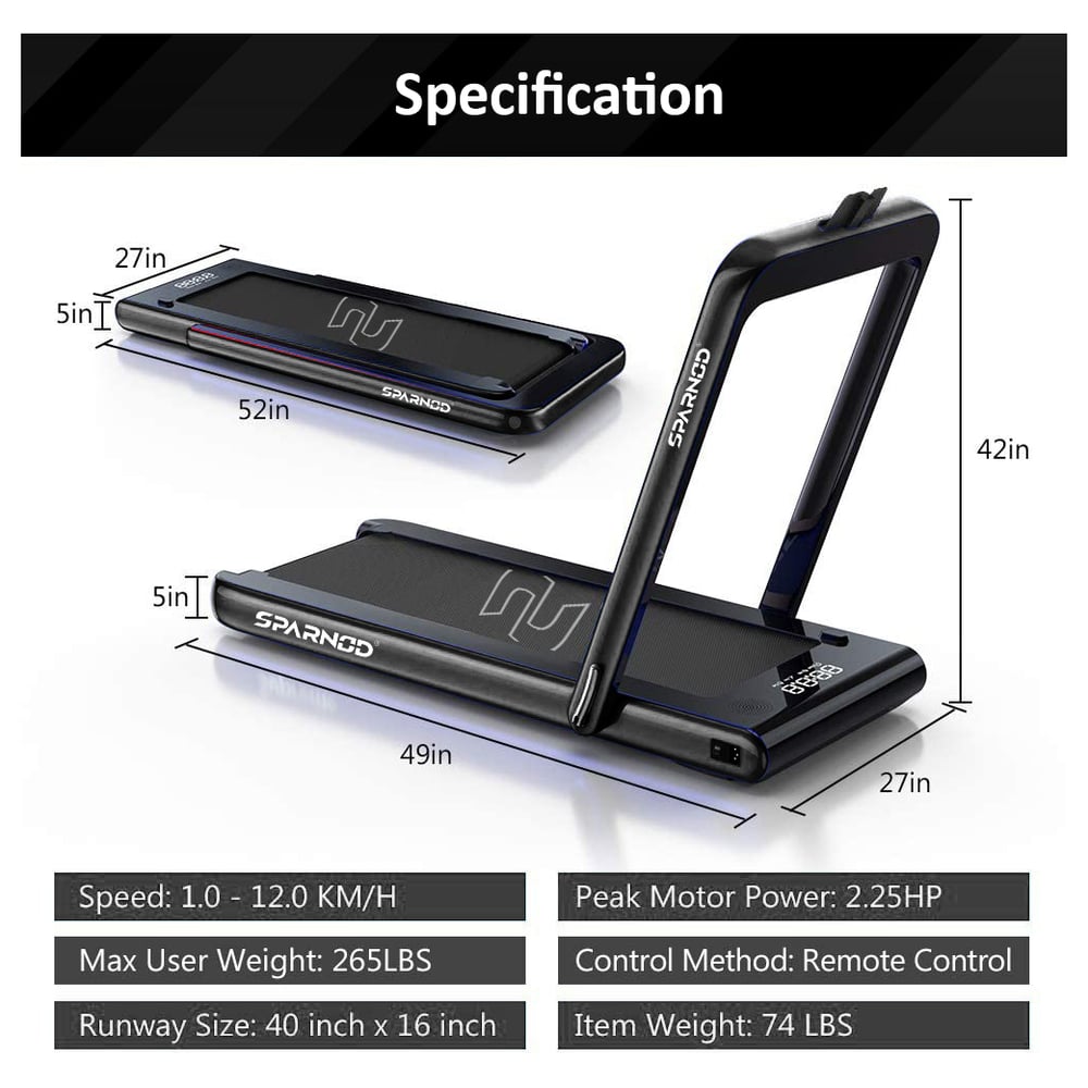 Sparnod Fitness 2 in 1 Foldable Treadmill For Home Come Under Desk Walking Pad- STH-3030 (4 HP Peak)