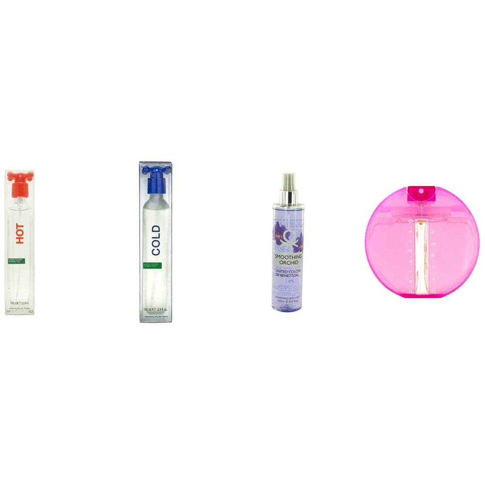 Benetton Bundle offer Hot + Cold + Paradiso Inferno Pink 100 ML + smoothing Orchid Body mist 250ML