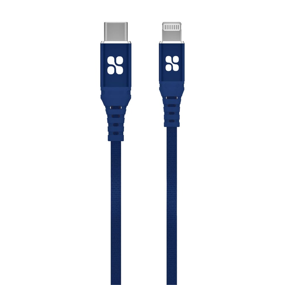 Promate MFi Certified USB-C to Lightning Cable with 27W PD, 3A Fast Charge and Sync PowerCord-200 Blue