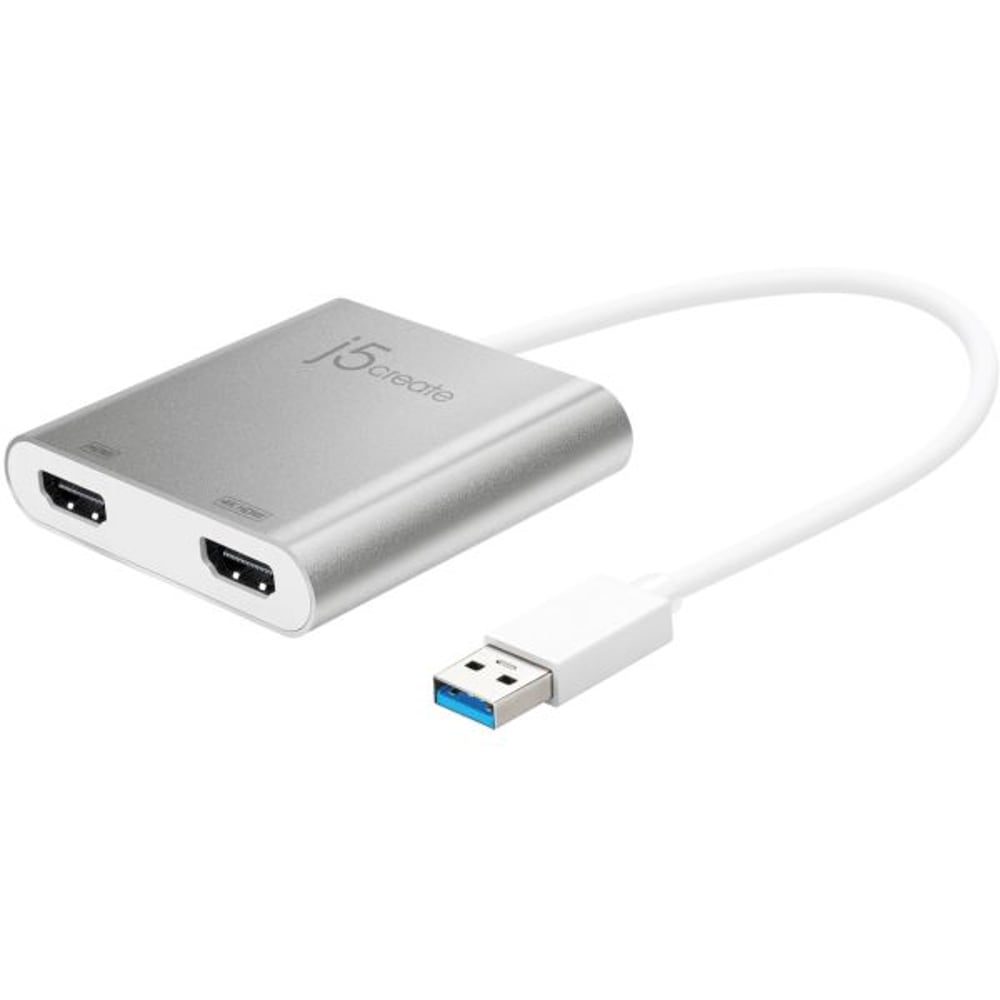 جيه 5 كرييت USB 3.0 إلى محول شاشة HDMI مزدوج فضي