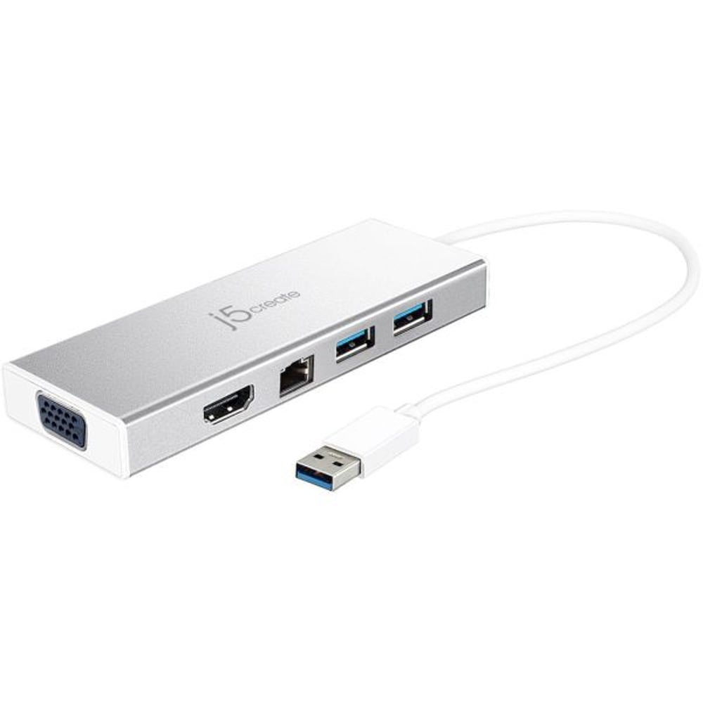J5Create USB 3.0 to VGA/HDMI/Ethernet/USB3.1 Dock Silver