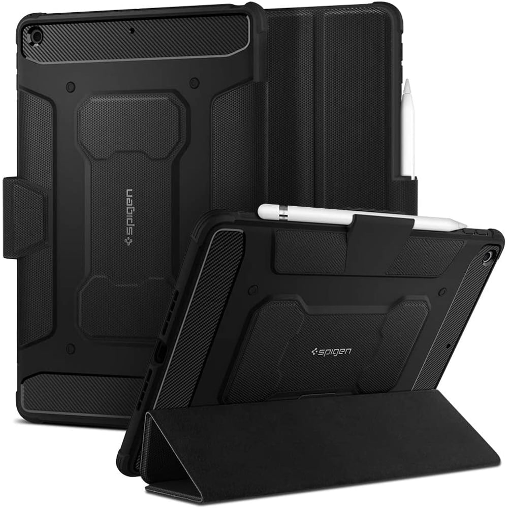 Spigen Rugged Armor PRO designed for iPad 10.2 inch, iPad 9th Generation Case Cover (2021)/iPad 8th Generation case (2020)/iPad 7th Generation case (2019) with Pencil Holder - Black