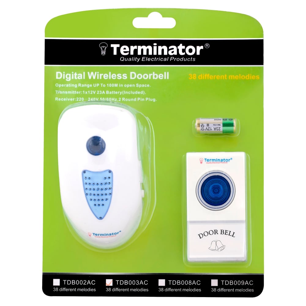 Terminator Digital Wireless Door Bell With 38 Different Melodies - 13a - TDB003AC