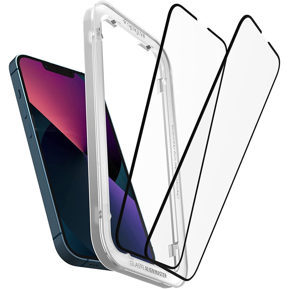 Spigen Glastr Align Master [2 Pack] Designed For Iphone 13 And Iphone 13 Pro Screen Protector (6.1 Inch) Premium Tempered Glass Edge To Edge Protection - [full Cover]