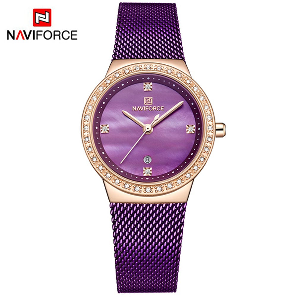 Naviforce 5005S Stainless Steel Women's Wristwatch - Purple