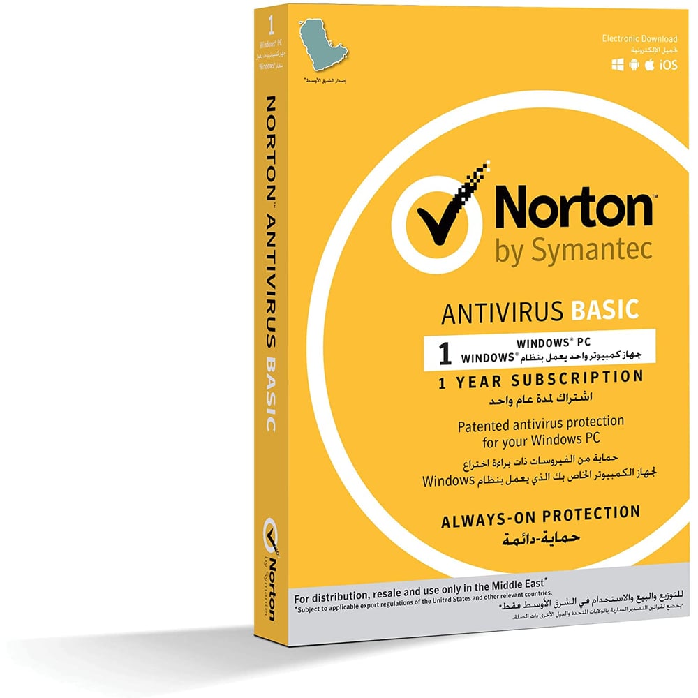 Norton Antivirus Basic For 1 Windows Pc 1 Year Subscription Electronic Download