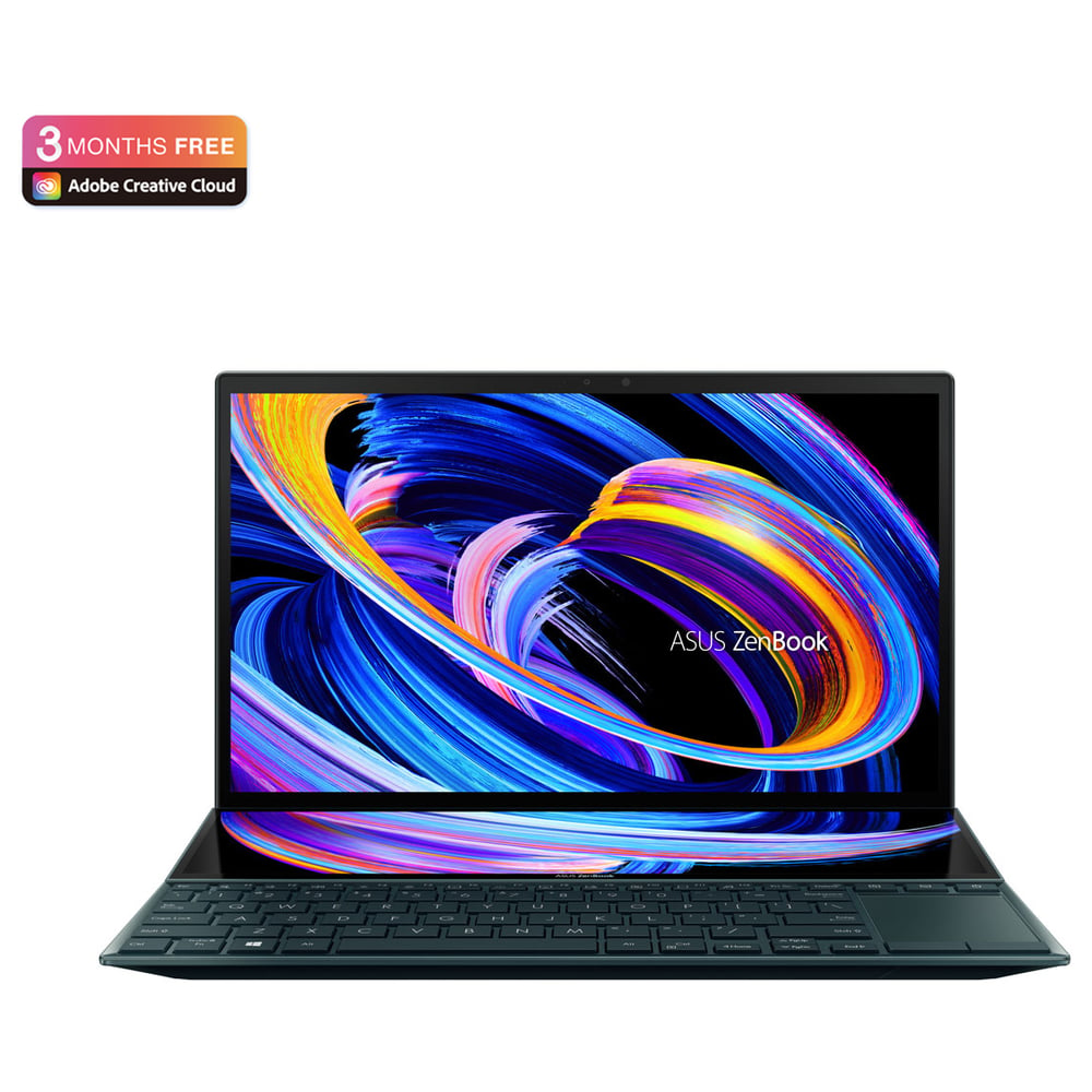 ASUS ZenBook Duo 14 (2021) Laptop - 11th Gen / Intel Core i7-1195G7 / 14inch FHD / 16GB RAM / 1TB SSD / 2GB NVIDIA GeForce MX450 Graphics / Windows 11 Home / English & Arabic Keyboard / Blue / Middle East Version - [UX482EGR-HY373W]