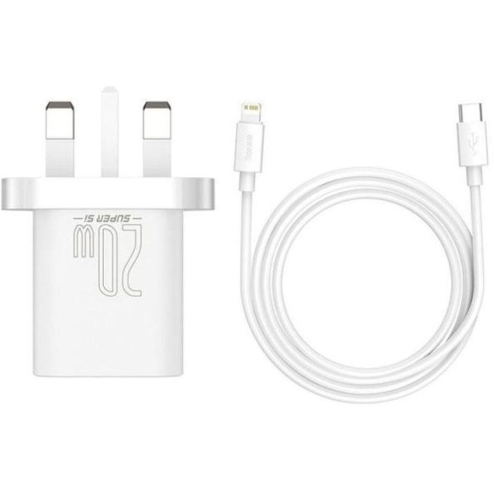 Baseus Wall Charger + Type-C To Lightning Cable 1m White