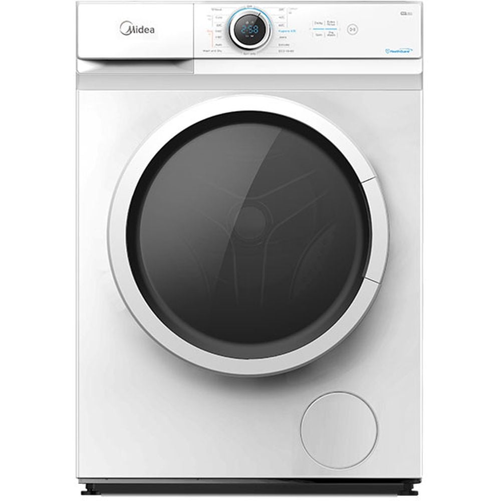 Midea 7KG Front Load Washing Machine with Lunar Dial, 5 Star Rating, 1200 RPM, 15 Programs, Fully Automatic Washer, Digital LED Display, Child Lock, 90° Hygiene, Mute Function, White - MF100W70W-GCC