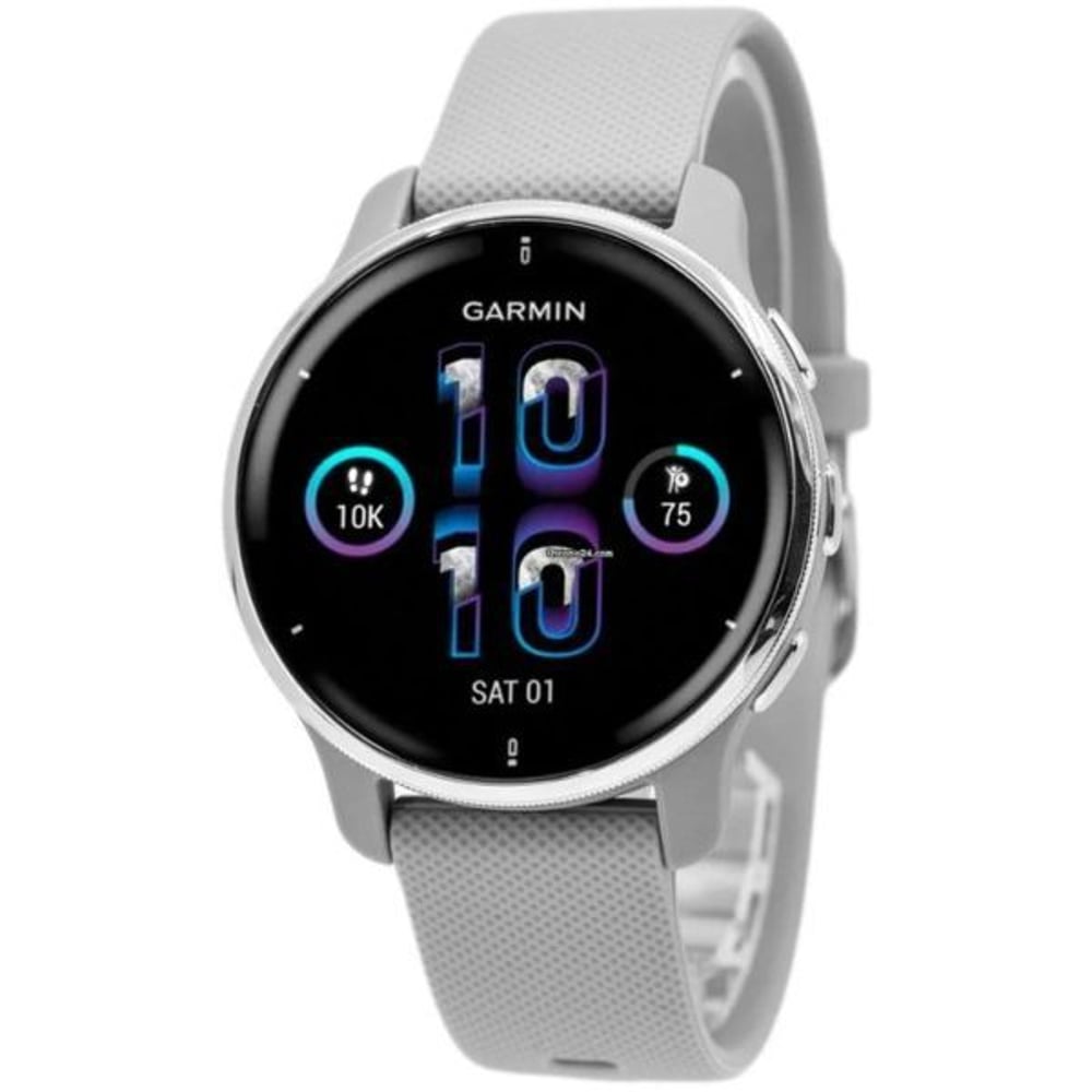 Garmin 0100249610 VENU 2 Plus GPS Smart Watch Silver Bezel W/Powder Grey Case