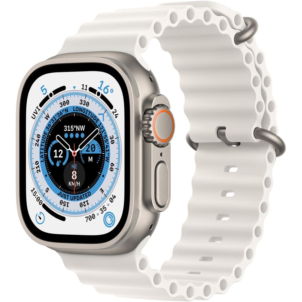 Apple Watch Ultra GPS + Cellular, 49mm Titanium Case with White Ocean Band – Middle East Version